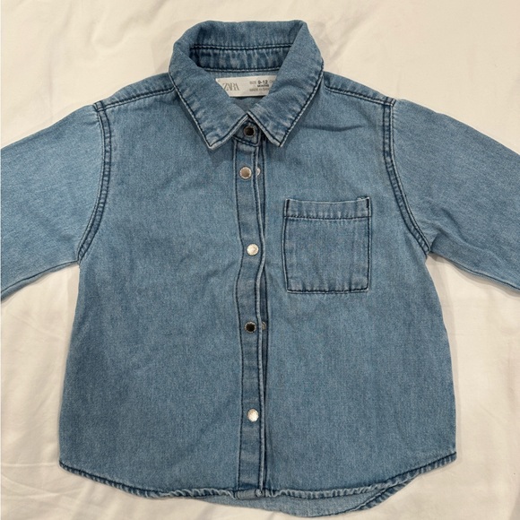 Zara Baby Denim Button Down Shirt - 9-12 Months - Picture 2 of 5